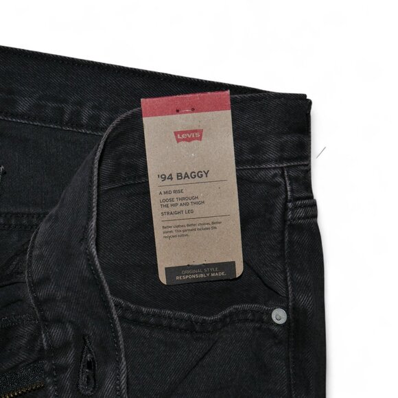 Levi's 94 Baggy Jeans Womens Plus Size 16W Black Stonewash Mid Rise Straight Leg - Picture 8 of 12